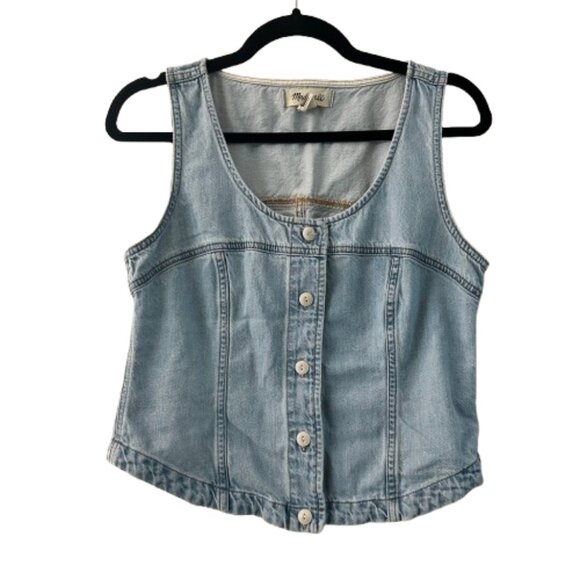 MADEWELL Light Denim Vest Tank Top Button Front Size 6 - Picture 1 of 9